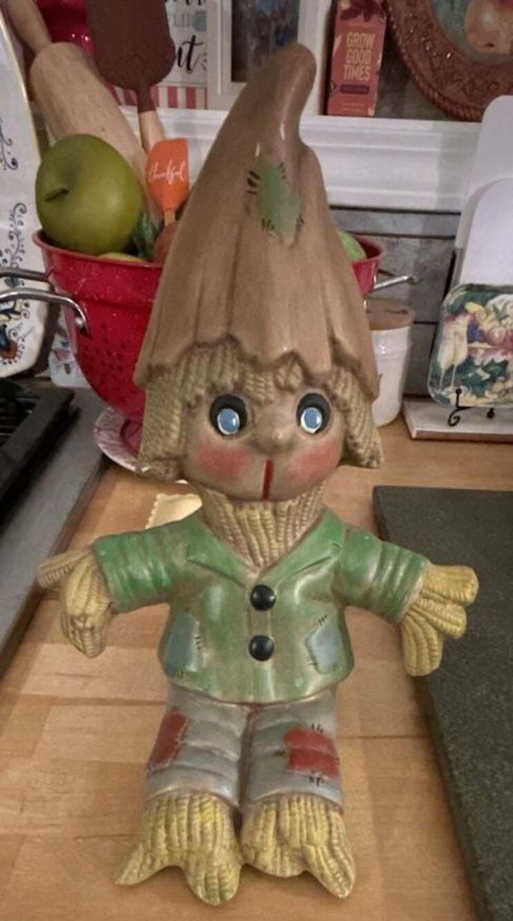 Vintage Autumn Ceramic Scarecrow Light-up Decor Statue - ,